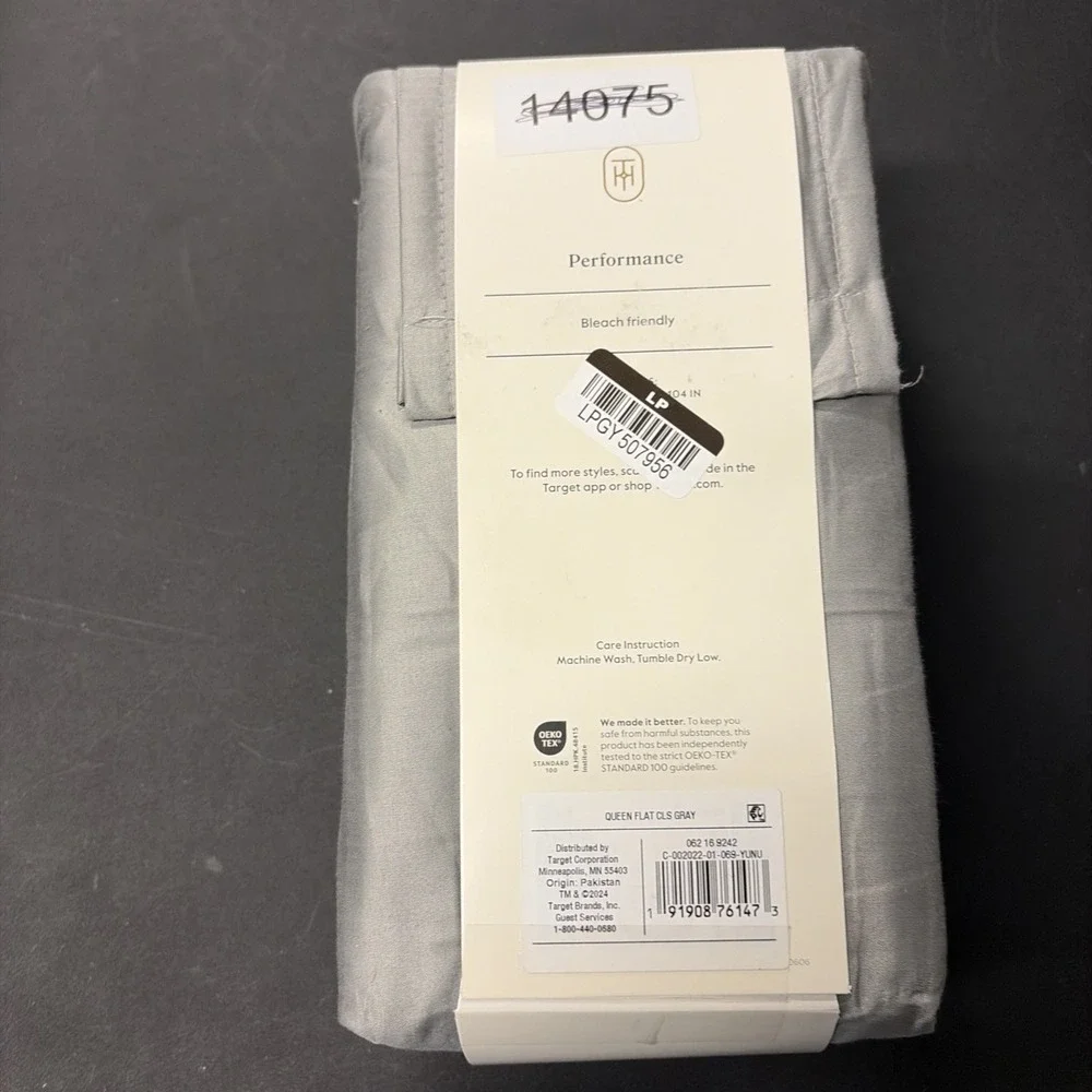 Queen 400 Thread Count Performance Flat Sheet Gray - Threshold: Cotton 20529
